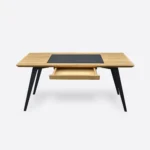 Biurko nowoczesne z szufladą i skórzaną wstawką VITA III