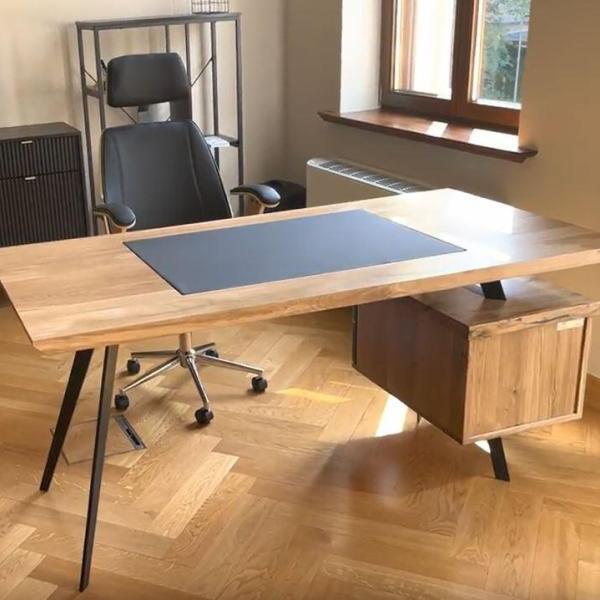 Nowoczesne biurka drewniane dębowe biurka z metalowymi nogami designerskie biurko z litego drewna do gabinetu biura na wymiar RaWood