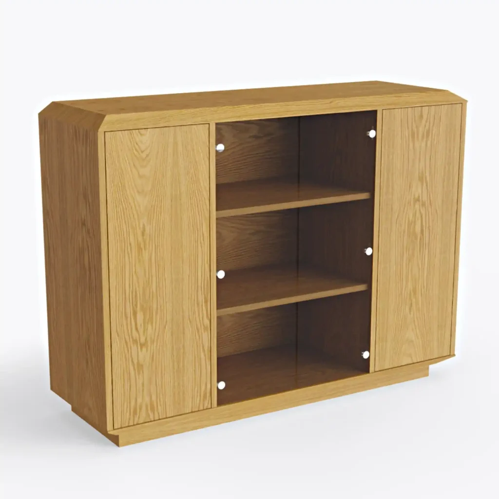 Oak chest of drawers with glass doors CARMEN
