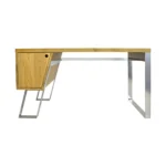 Biurko z dębowego drewna na nogach chrom do gabinetu biura BORA