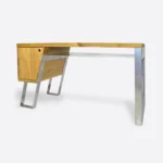 Biurko z dębowego drewna na nogach chrom do gabinetu biura BORA