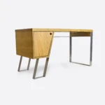 Biurko z dębowego drewna na nogach chrom do gabinetu biura BORA