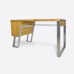 Biurko z dębowego drewna na nogach chrom do gabinetu biura BORA