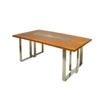 Oak dining table with glass for the living room MOCCA