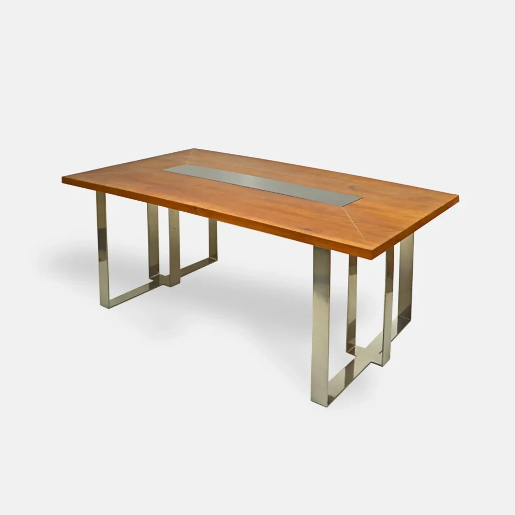 Oak dining table with glass for the living room MOCCA