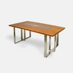 Oak dining table with glass for the living room MOCCA 