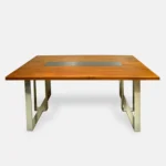 Oak dining table with glass for the living room MOCCA