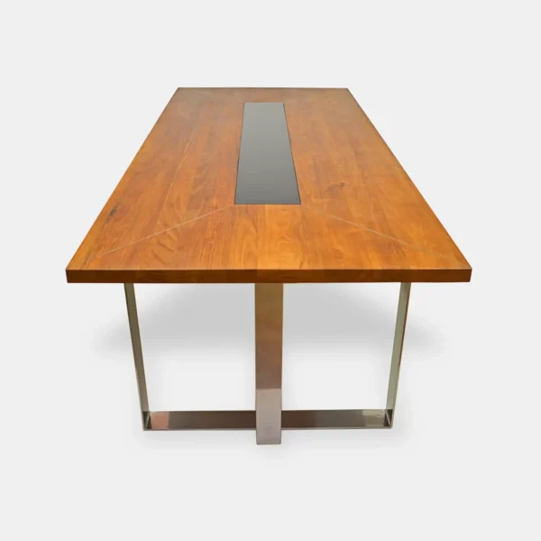 Oak dining table with glass for the living room MOCCA