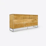 Oak chest of drawers on a metal base MERIS III