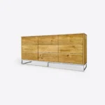 Oak chest of drawers on a metal base MERIS III