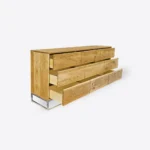 Oak chest of drawers on a metal base MERIS III