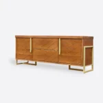 Nowoczesna szafka RTV drewniana z motywem jodełki CARIN