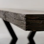 Rustykalny stół drewniany ze starego drewna stali i szkła OLBERO