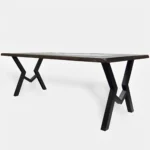 Rustykalny stół drewniany ze starego drewna stali i szkła OLBERO