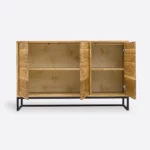 Oak chest of drawers industrial black steel base - MERIS II