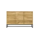 Oak chest of drawers industrial black steel base - MERIS II