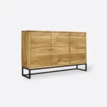 Oak chest of drawers industrial black steel base - MERIS II