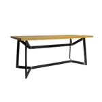 Stół GERES z dębowym blatem na metalowej podstawie do jadalni