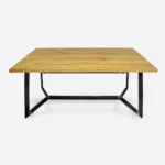 Stół GERES z dębowym blatem na metalowej podstawie do jadalni