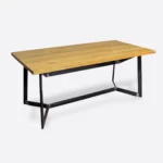 Stół GERES z dębowym blatem na metalowej podstawie do jadalni