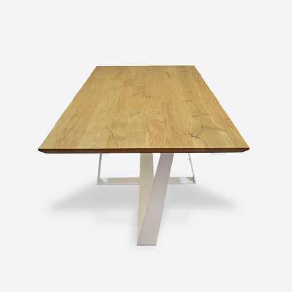 Oak table on a metal base for the dining room of the living room BORNEO