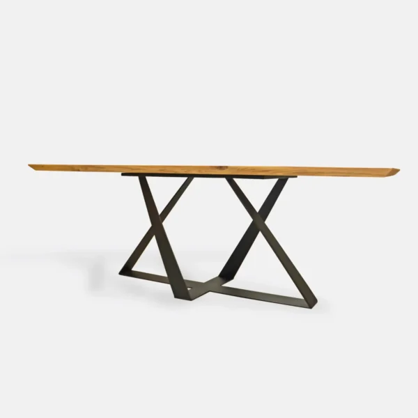 Oak table on a metal base for the dining room of the living room BORNEO
