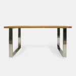 Oak table with legs made of polished stainless steel INOX SILVERADO