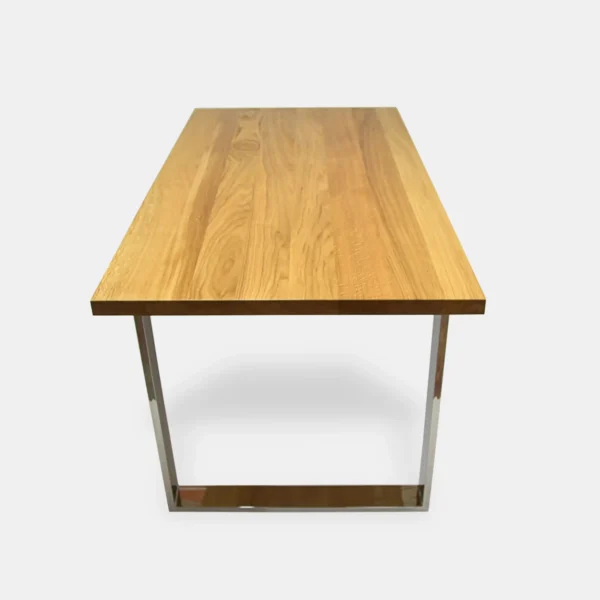 Oak table with legs made of polished stainless steel INOX SILVERADO