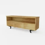 Oak TV cabinet with drawers on metal legs industrial VITA