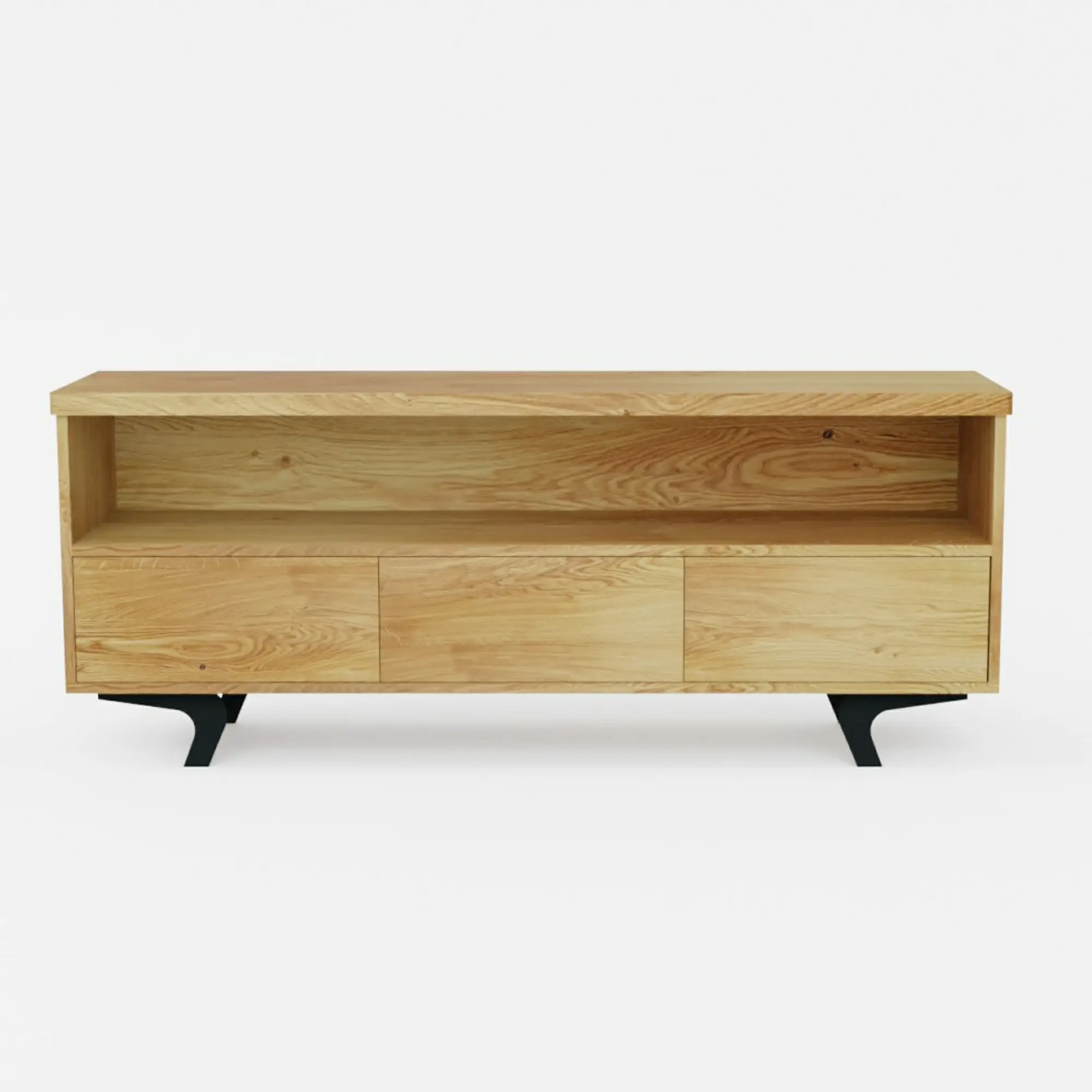 Oak TV cabinet with drawers on metal legs industrial VITA