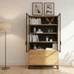 MERIS IV oak display cabinet with drawers (1)