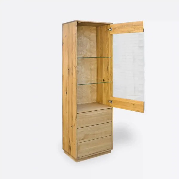 Oak display cabinet glazed showcase CORA