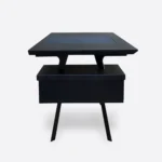 Designer desk with one drawer and leather insert lacquer black VITA 4