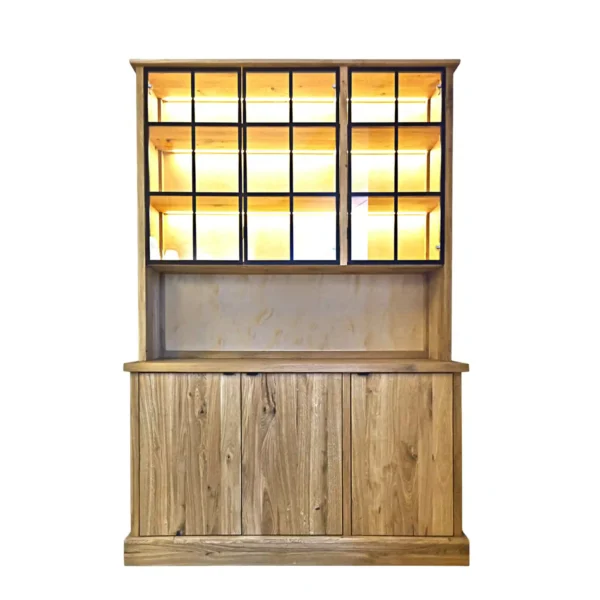 Oak sideboard with LED lighting display cabinet MARINO I