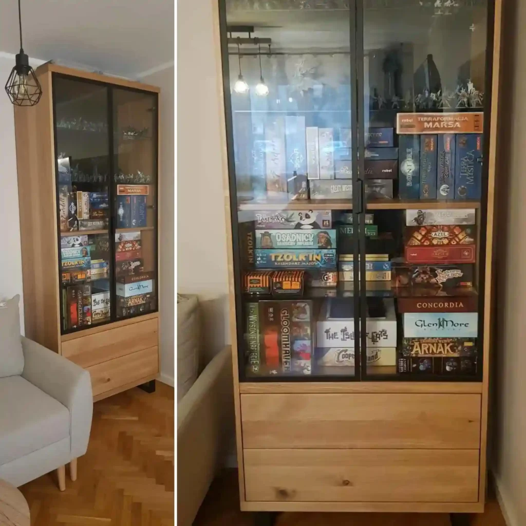 Dębowa witryna industrialna