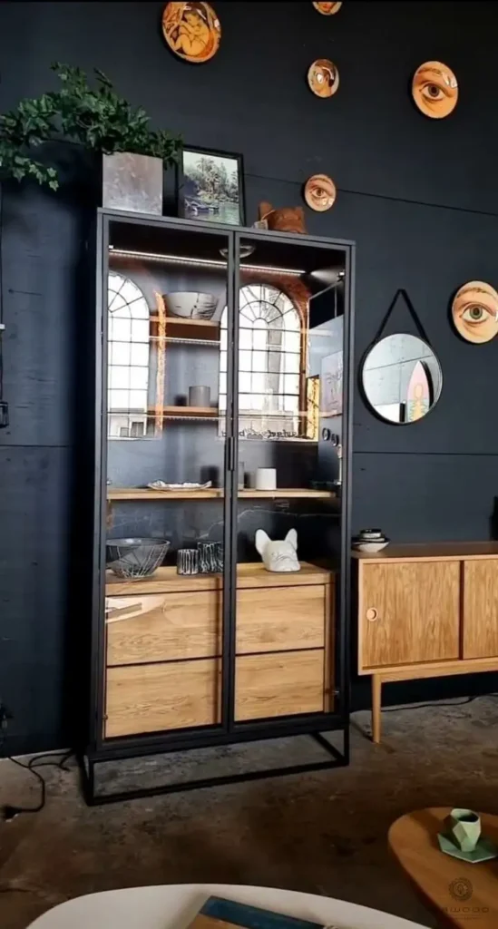 drewniana witryna CARLA z szufladami