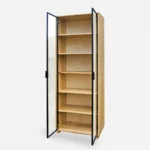 Oak glazed showcase pillar for living room DELIO