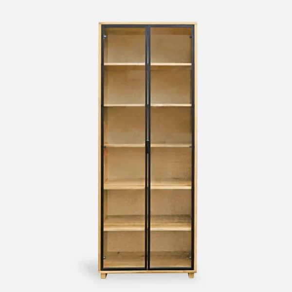 Oak glazed showcase pillar for living room DELIO