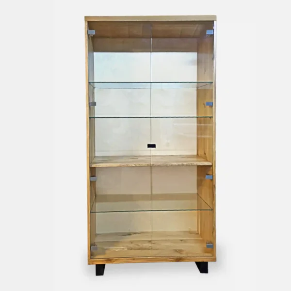 Dębowa witryna ze szklanymi półkami ANDORA I