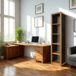 słupek mocca drewno dębowe i czarne szkło