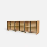 Oak glazed chest of drawers for the living room DELIO (5)