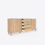 Oak chest of drawers with 4 drawers and 2 cabinets NESS II (6)