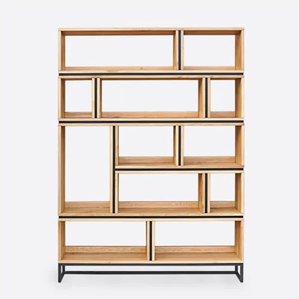 regał dębowy LIVO II metalowa podstawa (1)