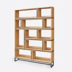 regał dębowy LIVO II metalowa podstawa