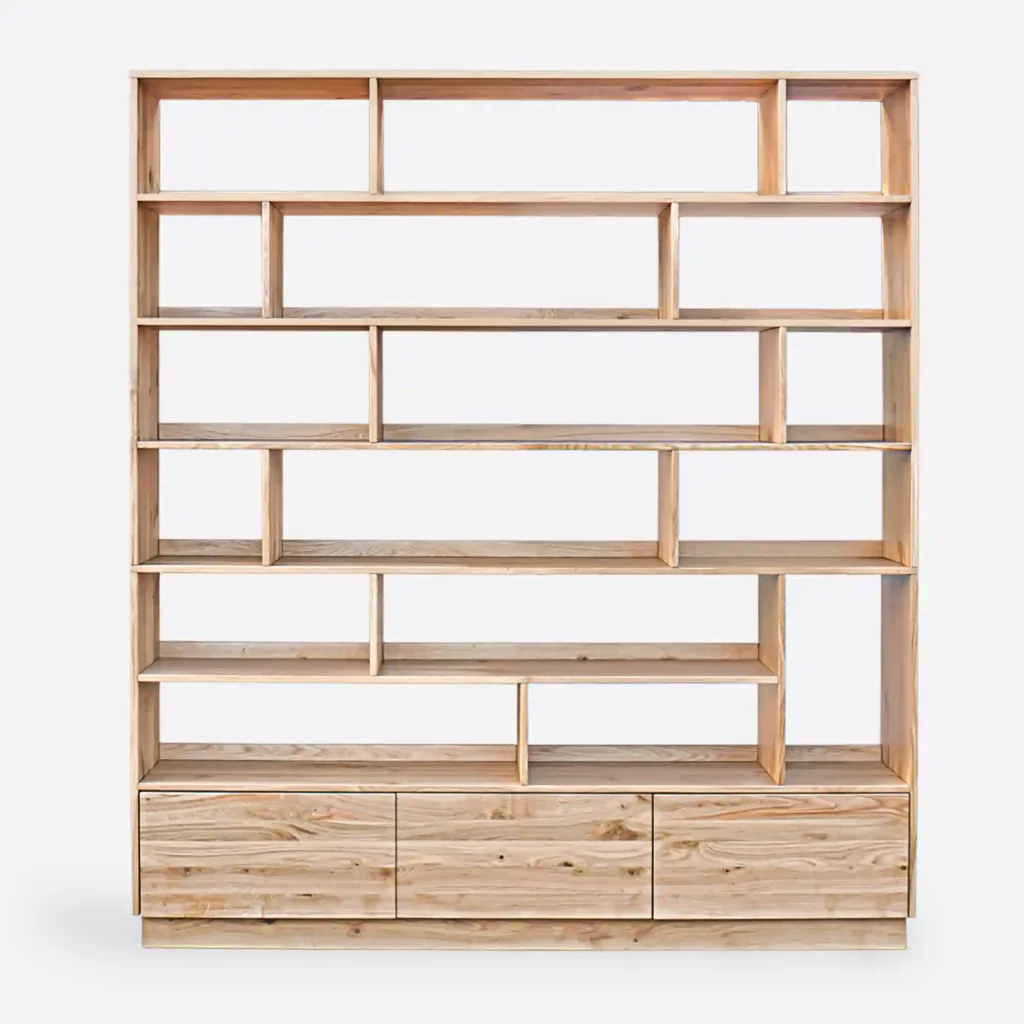 Oak bookcase with wooden base VITA II (7)