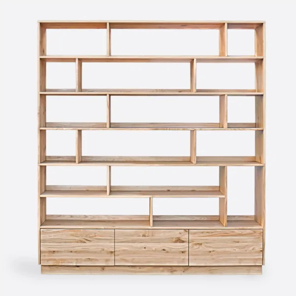 Oak bookcase with wooden base VITA II (7)