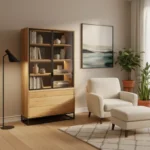 MERIS IV oak display cabinet with drawers