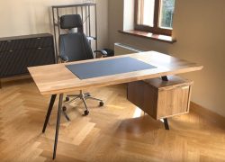 Nowoczesne biurka drewniane dębowe biurka z metalowymi nogami designerskie biurko z litego drewna do gabinetu biura na wymiar RaWood